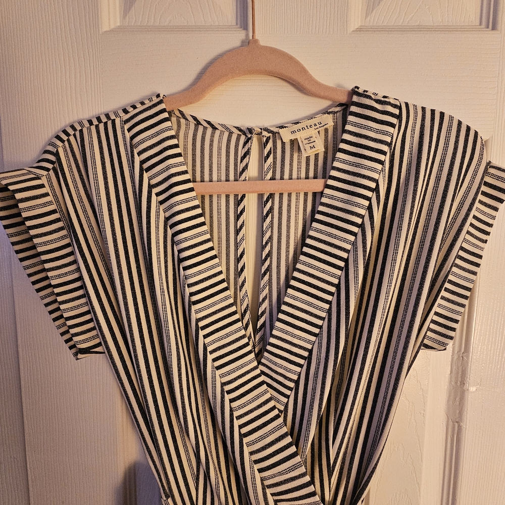 Monteau Black and White Striped Dress